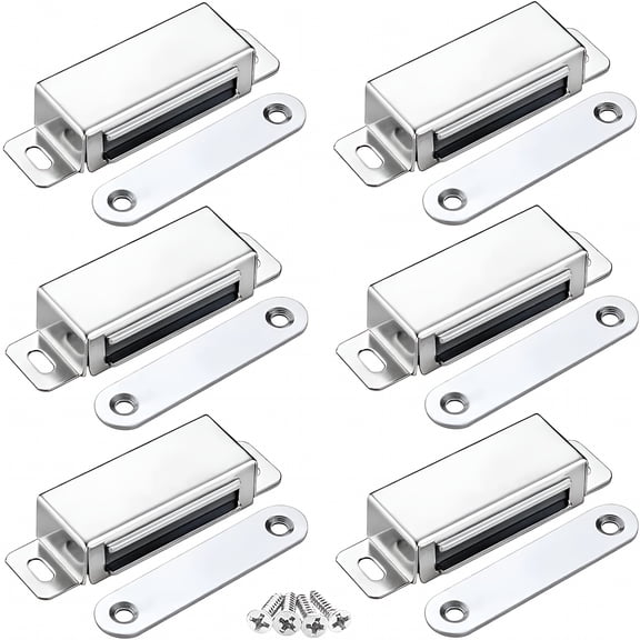 ZHZFKQ 6 Pack Cabinet Magnets for Doors - Heavy Duty 15 Lbs Magnetic Catch, 304 Stainless Steel Cupboard Door Latch for Kitchen Cabinets, RV Drawers, Closets, and Shutters - Silver