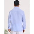 thumbnail image 3 of DARING DIVA Men's Seersucker Long Sleeve Button Down Textured Striped Shirts S Blue, 3 of 7
