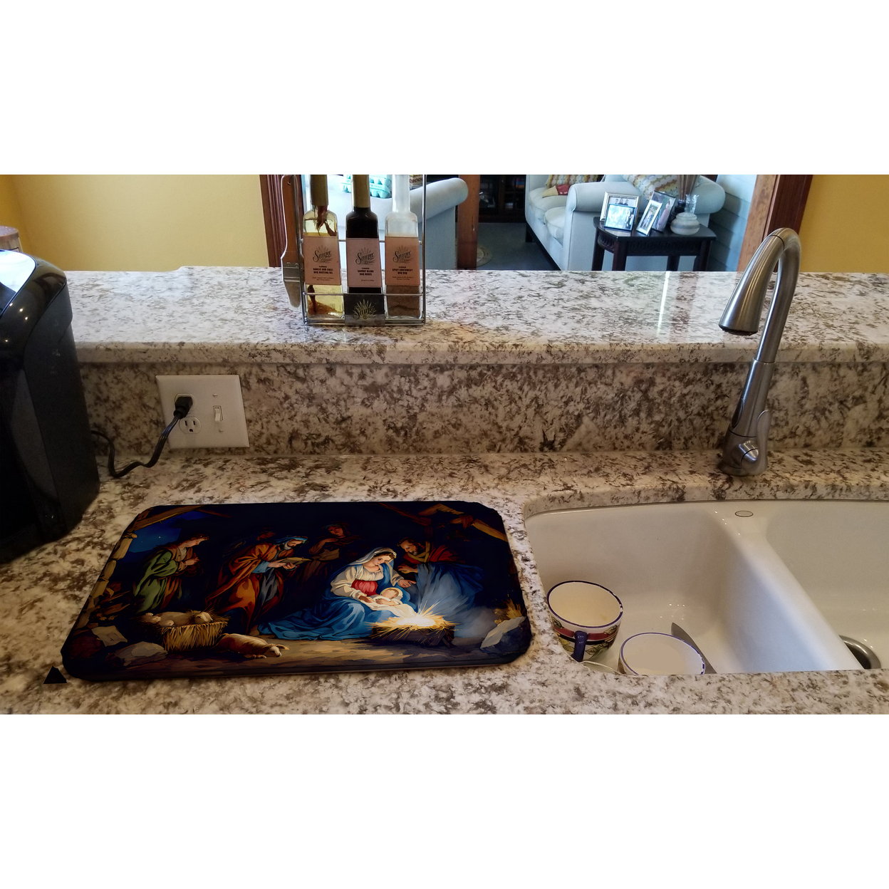 Christmas Nativity Scene Dish Drying Mat