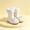 White, variant on Womens & Girls 3D Big Eye Mid Calf Rain Boots Vertical Rib Chunky Sole Non Slip Waterproof PVC Wellies for Cold Weather Park Rainy Outdoor Play Black 30