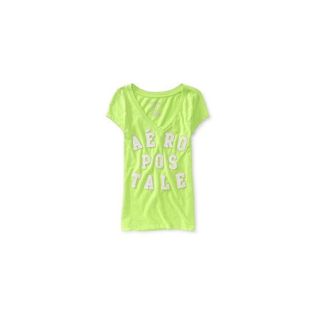 Camiseta adornada Aeropostale con logotipo apilado para mujer verde extra pequeña