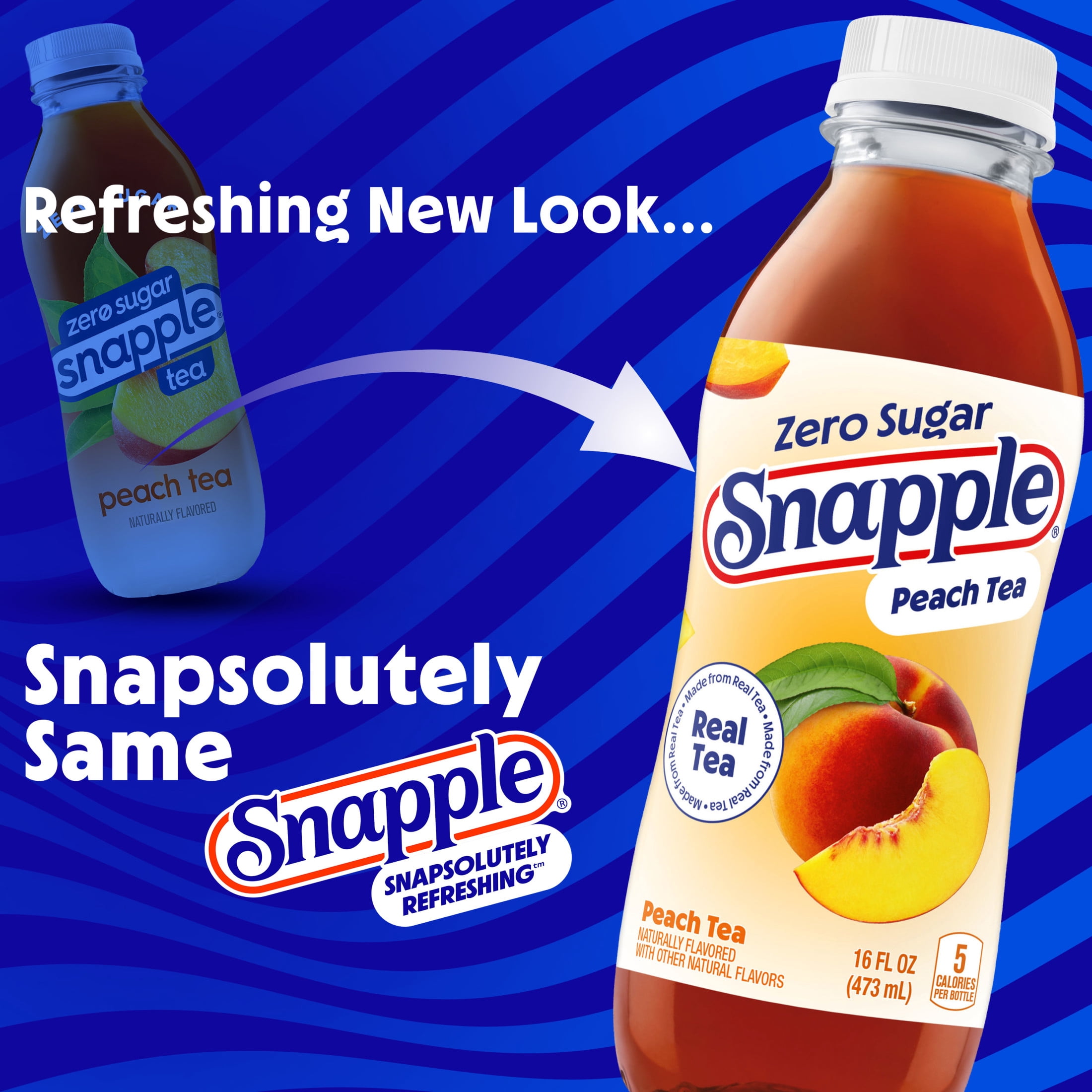 Snapple Zero Sugar Peach, Bottled Tea Drink, 16 fl oz, 6 Bottles