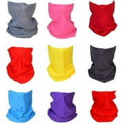 (9 Pack) Solid Reusable Face Masks Bandanas #2 Headband Shield Scarf Neck Gaiter Dust Fishing Clothing Men Women Head Hat Protection Accessories Rave Skull Ski Shirt Gear Cover Mouth Virus Winter