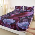 thumbnail image 4 of Erosebridal Purple Floral Dragon Bed Sheets 4pcs For Teens,Exotic Style Animal Flowers King Sheets For Boys Girls, 4 of 5