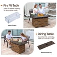 thumbnail image 5 of 43" Propane Gas Faux Stone Fire Pit Table Outdoor Rectangular Firepit 50,000 BTU with Lid,Glass Wind Guard,Bead,Waterproof Cover,Brown, 5 of 10