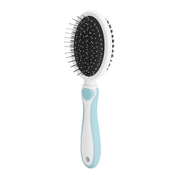 Doublesided Pet Dog Cat Massage Combs Grooming Hair Removal Shedding Brush (Blue)