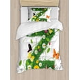 thumbnail image 1 of Letter Z Twin Size Duvet Cover Set, Fresh Summer Garden Flower Bed and Cute Butterflies Colorful Wings Leaves, Decorative 2 Piece Bedding Set with 1 Pillow Sham, Green Multicolor, by Ambesonne, 1 of 3
