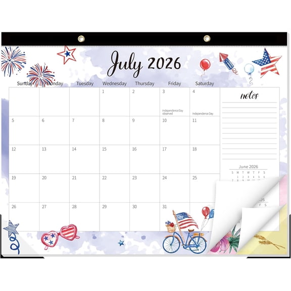 OuMuaMua Large Watercolor Desk Calendar, 22 x 17 inch 18 Month Daily Planner Organizer, Jul 2026 to Dec 2027 for Home Office School Use