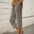 thumbnail image 2 of Hauaitttt Shorts for Women Knee Length Linen Capris Lightweight Summer Straight Leg Beach Shorts with Pockets Womens Casual Pants 22w Women Business Casual Pants plus Size Track Women Womens Pants, 2 of 4