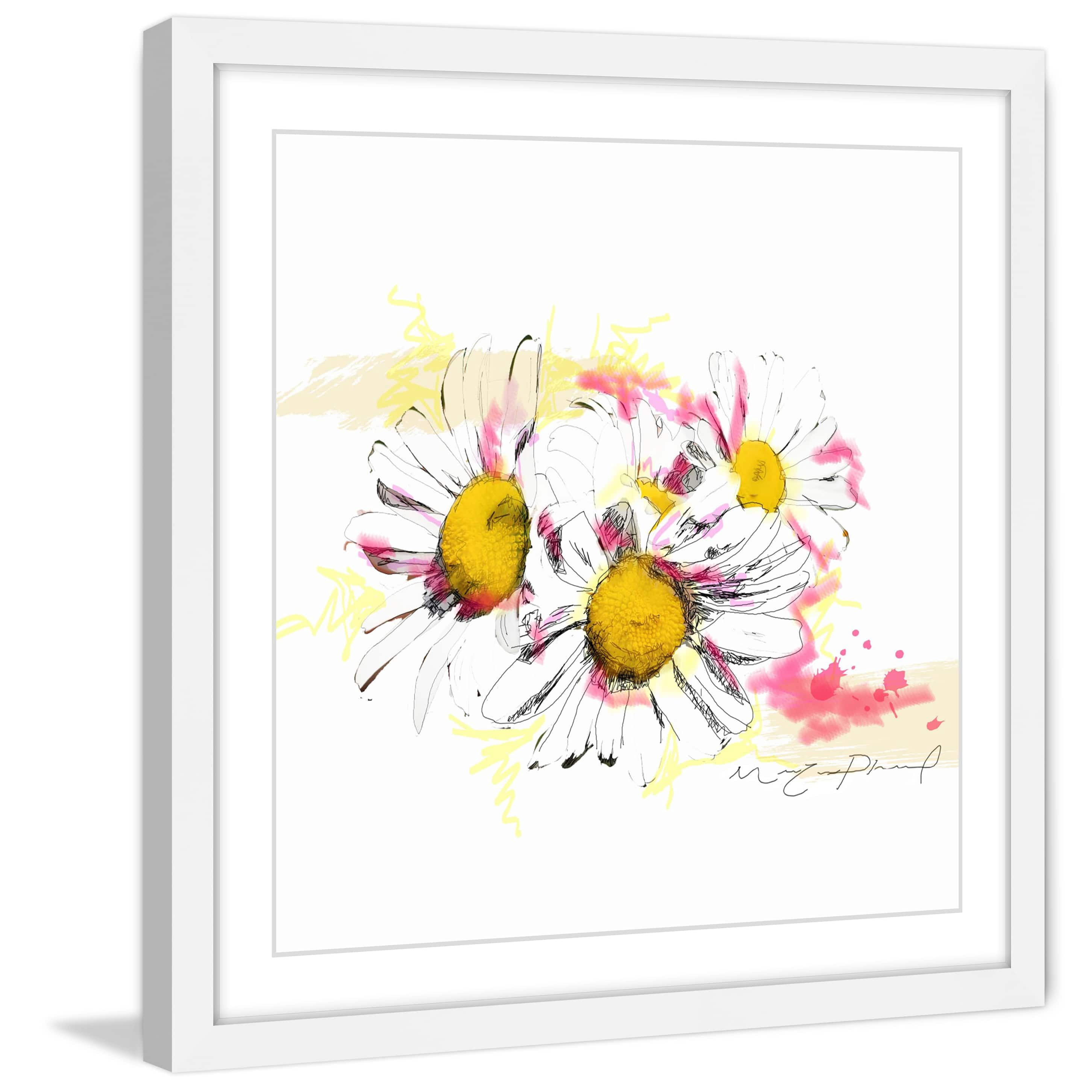 Marmont Hill "Marguerites" By Marie-Eve Pharand Framed Painting Art Print, 32.0" x 1.5"