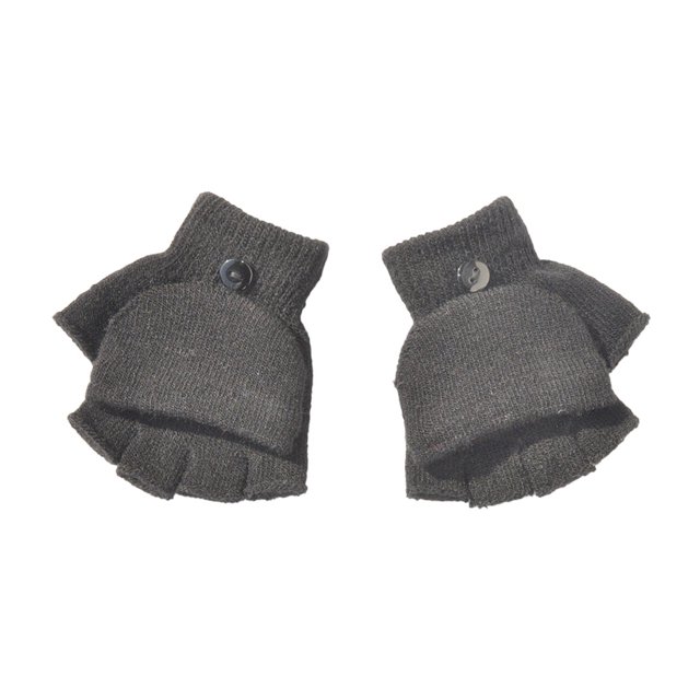 Qarigey 1 par de guantes sin dedos, cómodo accesorio de ropa de Color sólido, guante térmico convertible de medio dedo para niños para invierno guantes y mitones Negro Qarigey AP009852-01