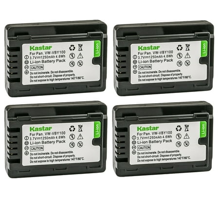 Kastar 4-Pack Battery Replacement for Panasonic VW-VBY100 Battery Panasonic HC-V110 HC-V110G HC-V110GK HC-V110K HC-V110P HC-V110P-K HC-V130 HC-V130K HC-V201 HC-V201K Cameras