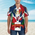 thumbnail image 3 of Dominican Republic Coat of Arms Mens Hawaiian Shirt Short Sleeve Casual Button Up Tropical Summer Beach Shirt, 3 of 9
