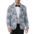 thumbnail image 5 of INSPIRE CHIC Floral Blazer for Men's Formal Notch Lapel One Button Retro Flower Sports Coat M Black, 5 of 6