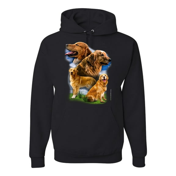 Wild Bobby, Golden Retriever Dog Portrait, Dog Lover, Unisex Graphic Hoodie Sweatshirt, Black, Small
