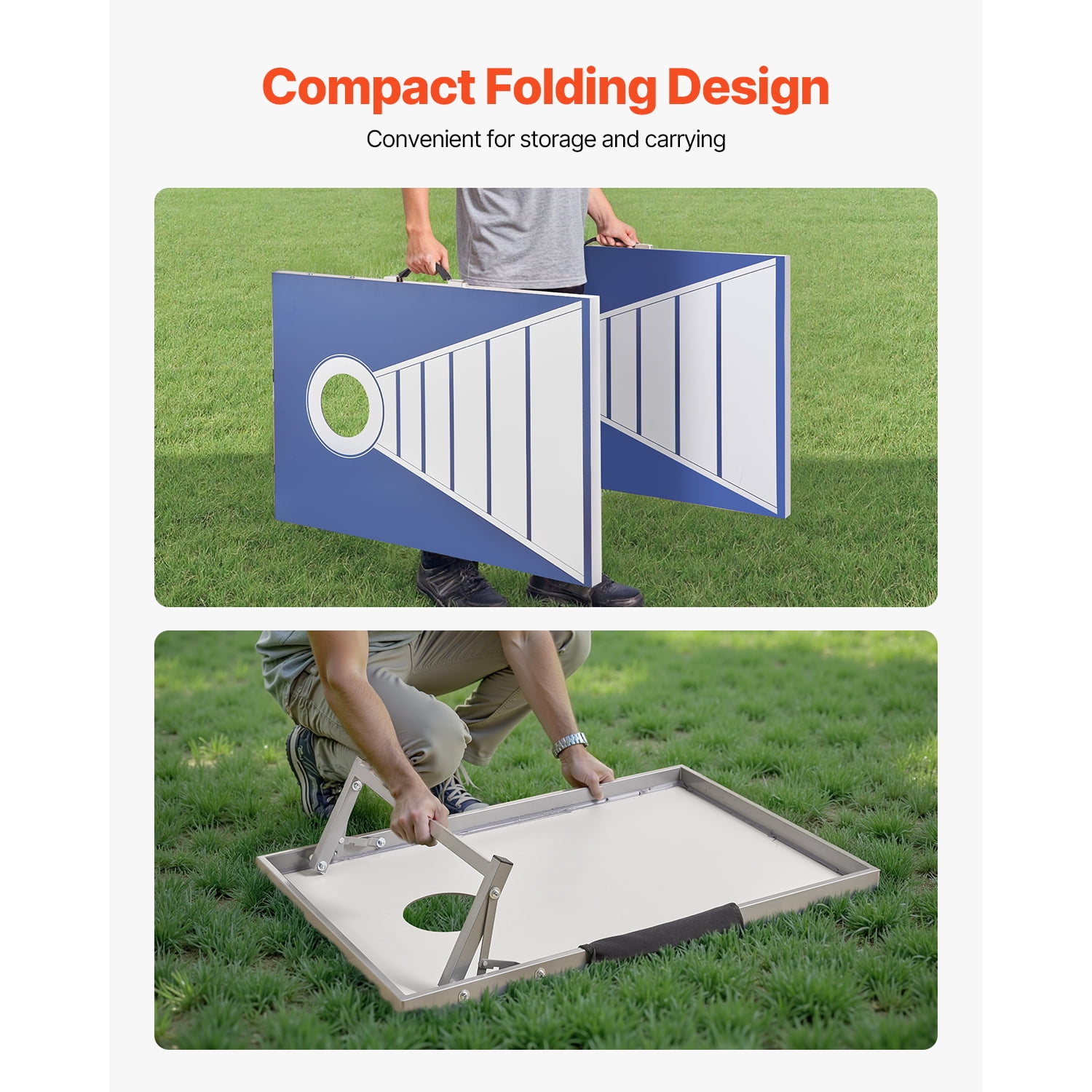 KFFKFF Portable Cornhole Set, 3x2 ft Toss Game Boards, Weather-Resistant Aluminum Design for Indoor and Outdoor Use, Foldable with 8 Bean Bags, Ideal for Backyard, Beach, and Camping Fun
