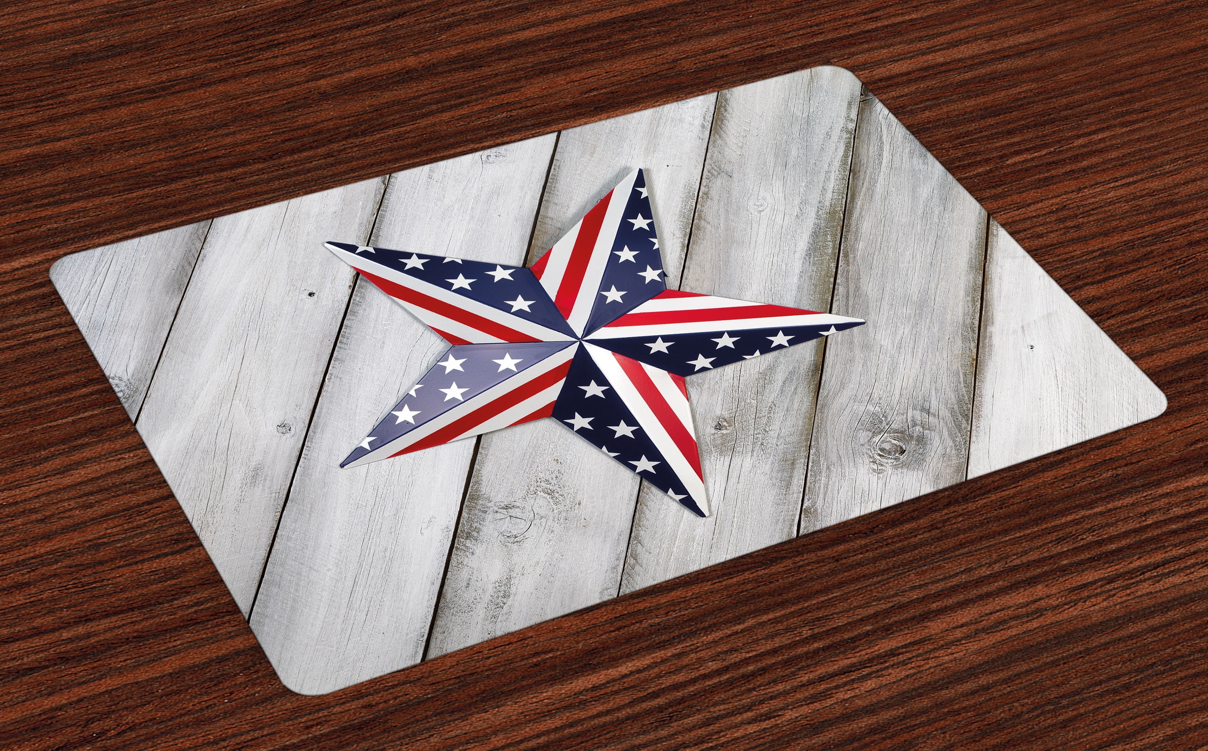 4th of July Placemats Set of 4 Star Figure with US Flag Pattern over