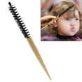 thumbnail image 3 of Small Round Hair Brush Nylon Bristles Wood Handle Stylist Women Men L, 3 of 8