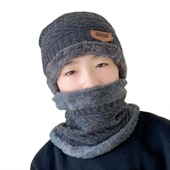 TELOLY Beanies Hats Men,Classic Knit Winter Hats for Men,Face Neck Protection Mens Beanie,Gray