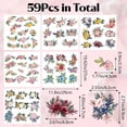 thumbnail image 2 of Iron-on Transfers Stickers, 59pcs Flower Butterfly Heat Transfer Patches Iron on Decals for Clothes Bag Pillowcase DIY Decorations, 2 of 5
