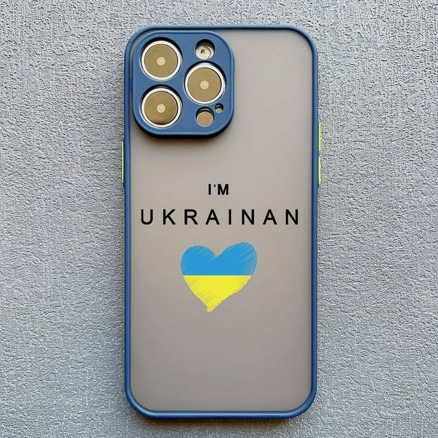 Ukraine Map Flag Love Heart Pattern Phone Case For iphone 15 14 11 12 13 Pro Max Mini X XS XR 7 8 Plus SE2 Blue Shockproof Cover blue Ukraine 3 for iphone 14plus