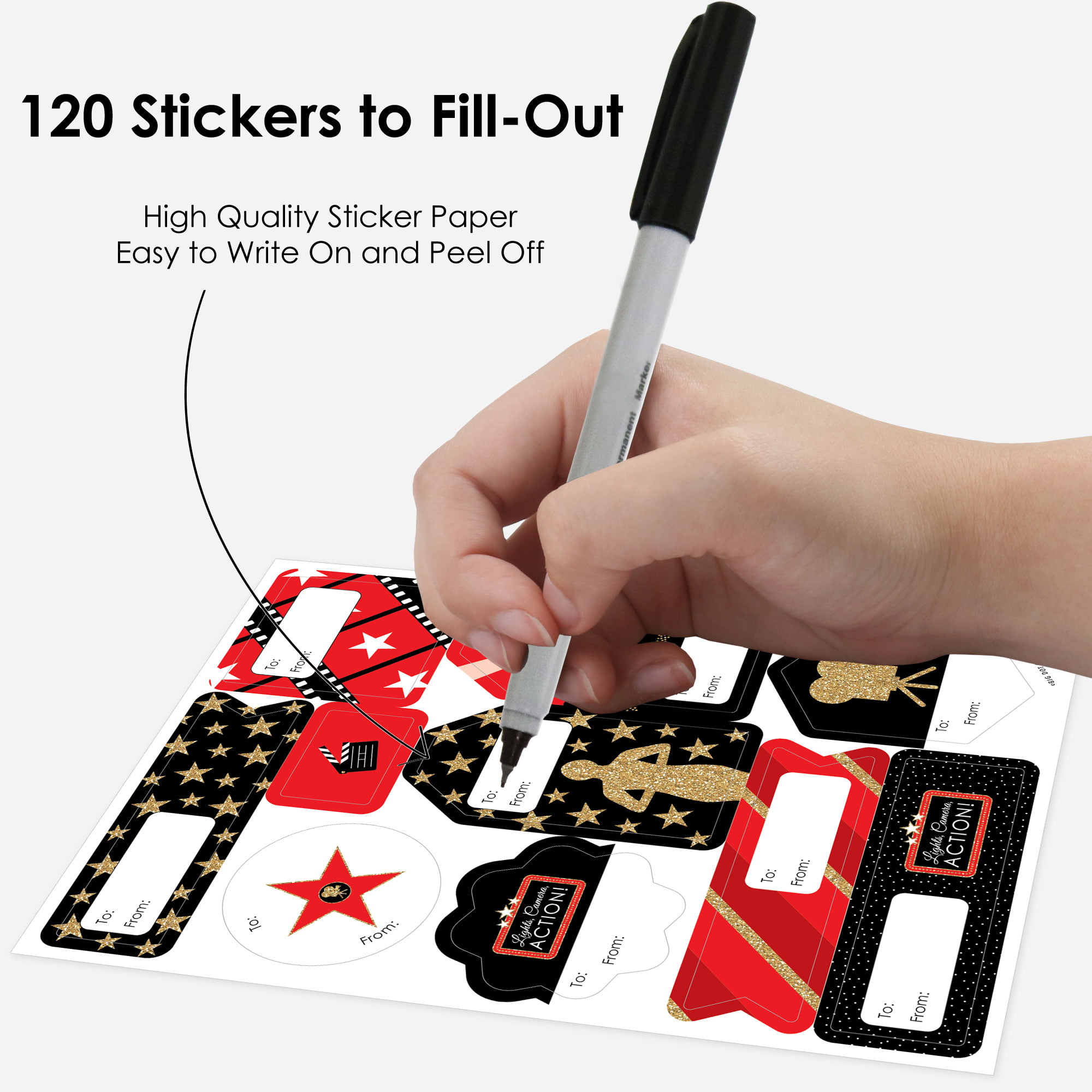 Big Dot Of Happiness Red Carpet Hollywood - Movie Night Party Favor Sticker  Set - 12 Sheets - 120 Stickers : Target