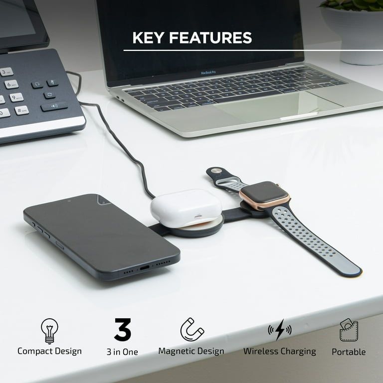 Merkury Innovations 3-in-1 Wireless Charging Station, Fast