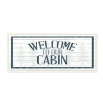 Stupell Industries Welcome Cabin Phrase Tartan Pine Trees Motif Wood Wall Art, 17 x 7, Design by Kim Allen
