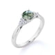 thumbnail image 2 of JeenMata Anillo de Compromiso de 1,10 Quilates con Engaste Tipo Catedral de Cuatro Puntas y Siete Piedras Redondas de Ágata Verde Musgo y Racimo de Moissanita en Baño de Oro Blanco de 18 K sobre Plata, 2 of 6