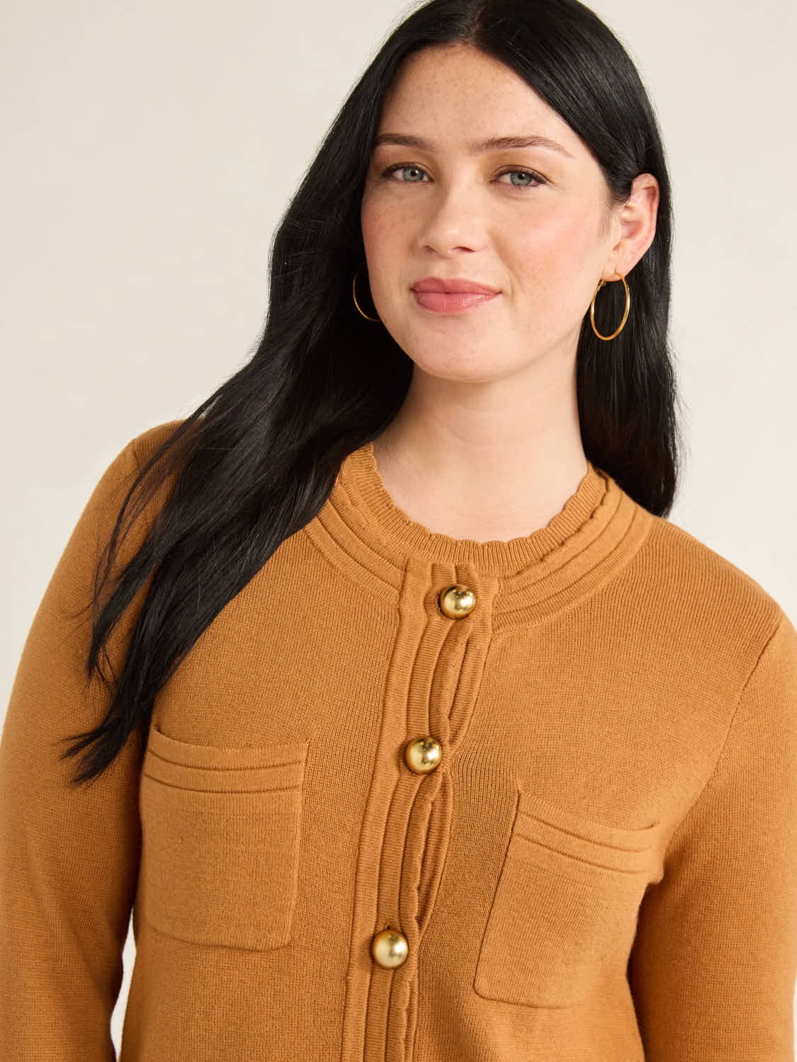Free Assembly Women’s Long Sleeve Cardigan Sweater with Chest Pockets, Midweight, Sizes XS-XXL