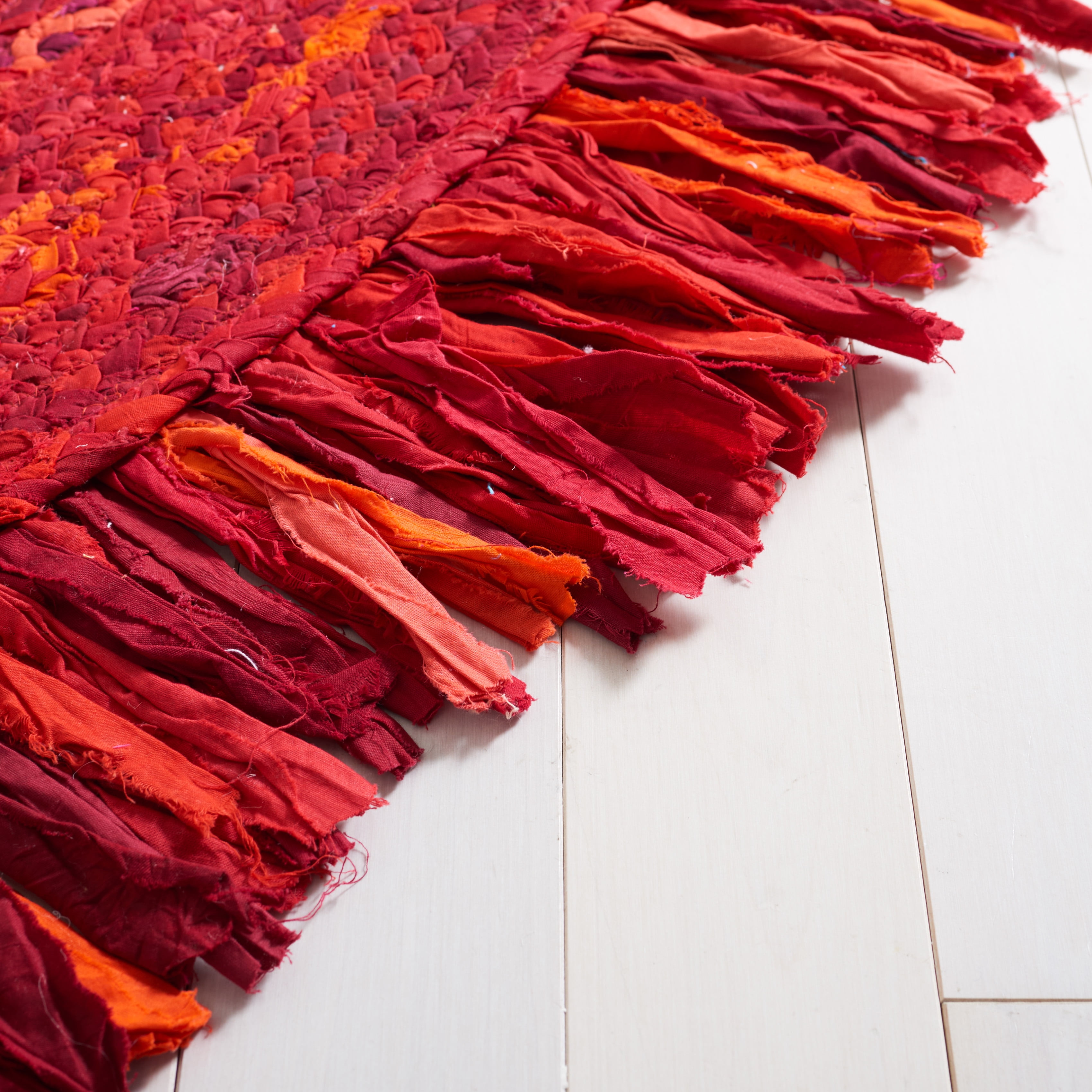 SAFAVIEH Braided Paisley Transitional Cotton Reversible Area Rug, Red, 5' x 8' Oval