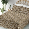 thumbnail image 3 of Ambesonne Exotic Fitted & Flat Sheet with Shams 4 Pcs Set, Cheetah Leaves Earhy Print, King, Ginger Eggshell Chocolate, 3 of 5
