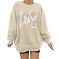 thumbnail image 2 of Tisuna Oversized Crewneck Sweatshirt For Women Love Letter Print Long Sleeve Pullover Tops Fashion Comfortable Ladies Valentine'S Loose Fit Outfits Beige Size L, 2 of 5