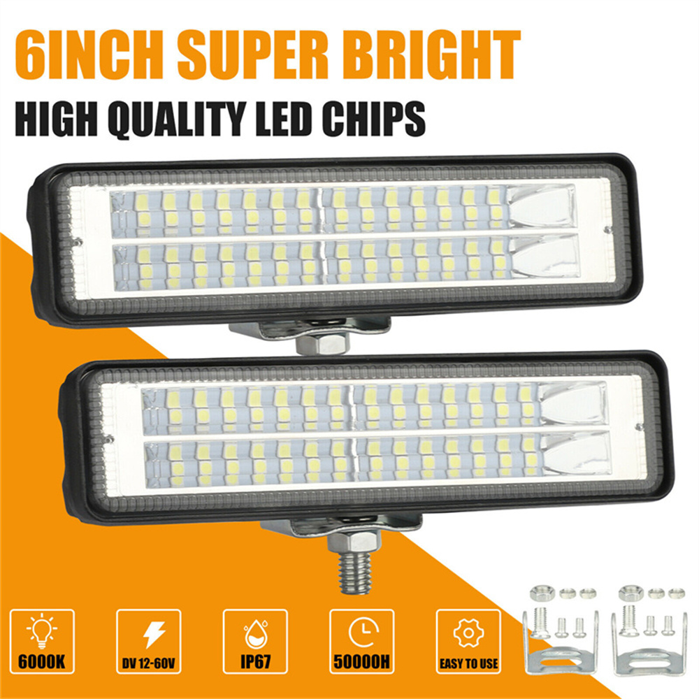Jercoda 2 Pack 6 inch 3000LM LED Light Bar Flood Fog LED Light, 2pcs Headlight Off-Road Work Light for Cars Truck SUV ATV