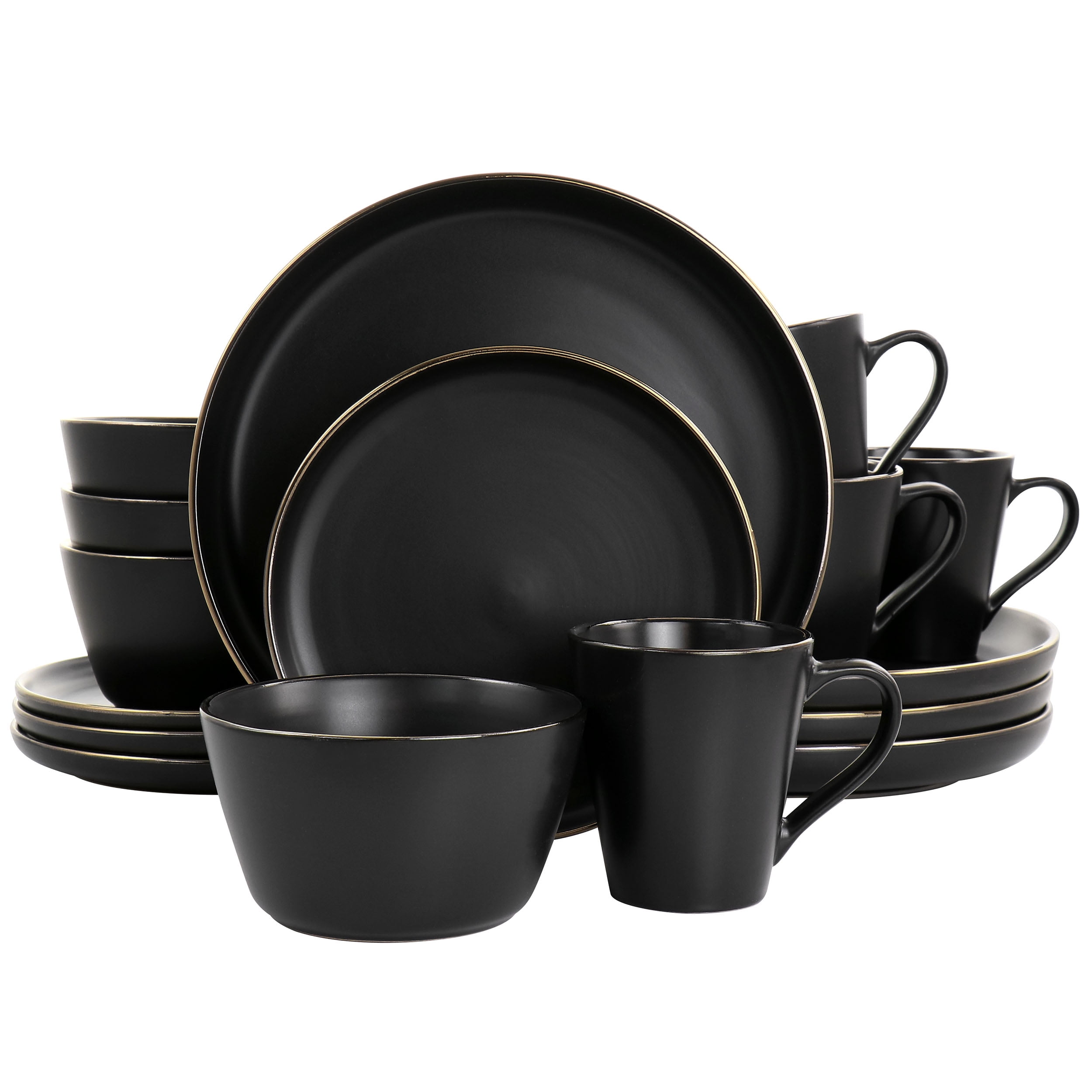 Stone Lain Cecile 12-Piece Dinnerware Set Stoneware, Black