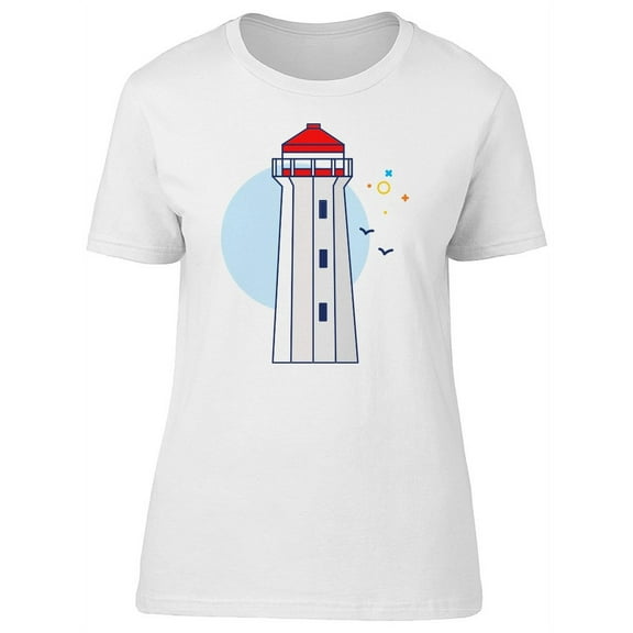 Cool Lighthouse Doodle Cartoon T-Shirt Women -Image by Shutterstock, Female Large