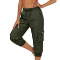 thumbnail image 5 of Womens Capri Pants,Capri Pants for Women Summer Solid Color Capri Joggers with Pockets High Wasit Drawstring Casual Capris, 5 of 9