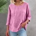 thumbnail image 4 of Stamzod 3/4 Length Sleeve Womens Tops Dressy Casual Work Shirts Beach Vacation Flowy Blouses with Pocket Purple B M, 4 of 9