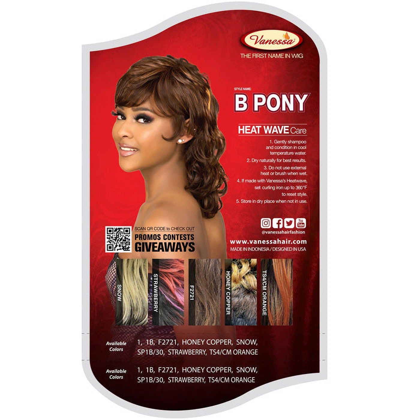 Vanessa Fashion Wigs Synthetic Hair Full Wig - B PONY
