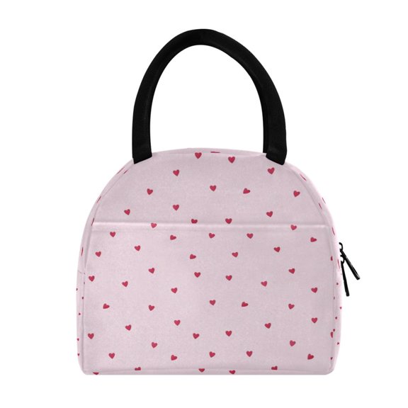 Wobogo Simple Little Heart Tote Lunch Bag, Insulated Food Storage Bag with Handle, Reusable Carrier for Work School Picnic Travel