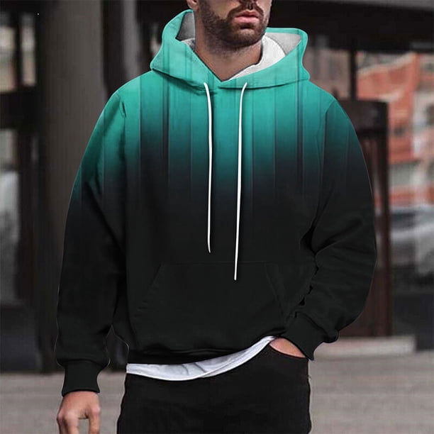 Sudadera con capucha para hombre, estilo casual, con cuello redondo, estampado, manga larga, blusa de poliéster