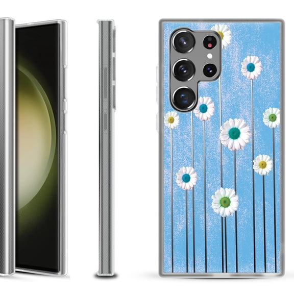 Shockproof Gel Phone Case for Samsung Galaxy S23 Ultra 5G, by OneToughShield ® - Daisy Sky