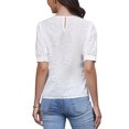 thumbnail image 3 of INSPIRE CHIC Summer Tops for Women's Puff Short Sleeve Crew Neck Hollow Out Shirts Loose Tunic Tops S White, 3 of 6