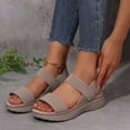 thumbnail image 2 of SZJXBUY Boho Platform Sandals for Women Open Toe Elegant Flat Wedge Sandals Summer Comfortable Elastic Ankle Strap Dressy Shoes Khaki,42, 2 of 9