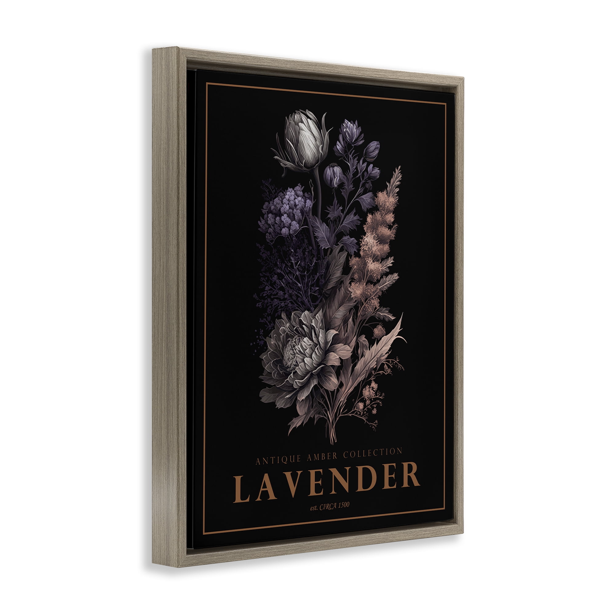 Stupell Industries Antique Lavender Bushel Brown Framed Floater Canvas Wall Art, design by Christopher Giampietro