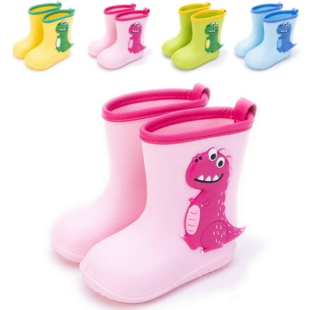 

Drecage Boys Toddler Kids Rain Boots Dinosaur Wellington Boots Waterproof Rubber Rain Shoes for Girls Childrens Baby
