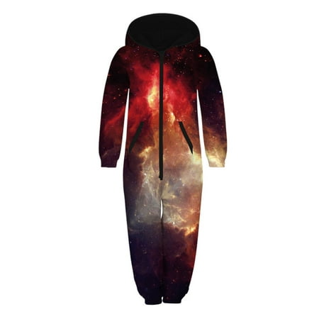 

Wrcnote Kids Animal Printed Digital Print Bodysuit One Piece Cosplay Front Zip Romper Color Block Hooded Jumpsuit Style-E M