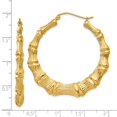 thumbnail image 4 of Real 14kt Yellow Gold Polished Bamboo Hoop Earrings; for Adults and Teens; for Women and Men, 4 of 4