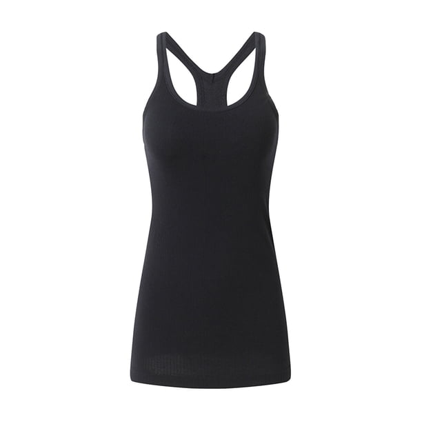 Loose Tank Tops Para Las Mujeres Camiseta sin mangas de entrenamiento para mujer con sujetador integrado, camiseta atlética ajustada con cuello redondo y espalda (D, M)