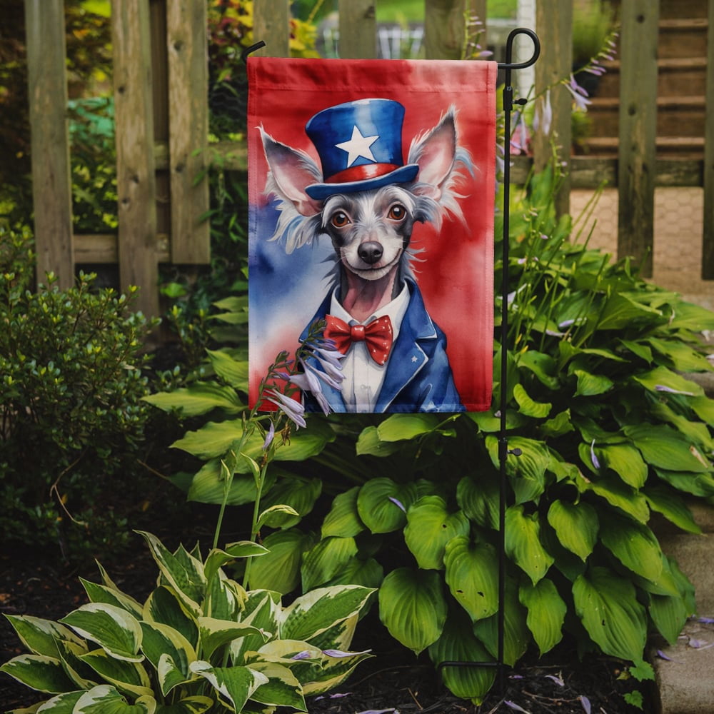 Chinese Crested Patriotic Garden Flag 11.25 in x 15.5 in